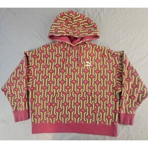 Puma Chain Link Women's Large Crop Hoodie Pink Green Yellow L690